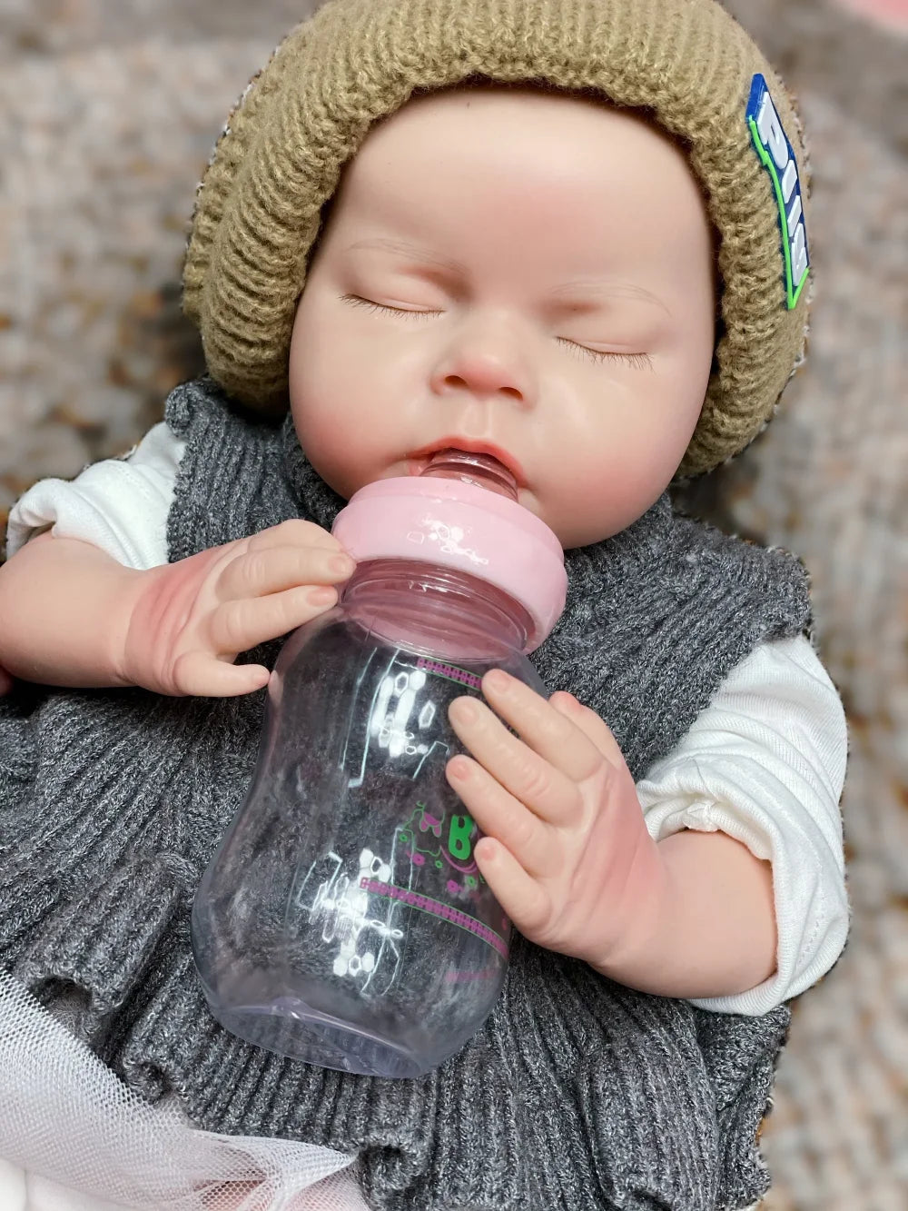 20 Inch Noah Full Body Silicone Reborn Doll Closed Eyes Sleeping Design Hand Painted Waterproof Lifelike Realistic Art Ornament for Holiday Birthday Gifts