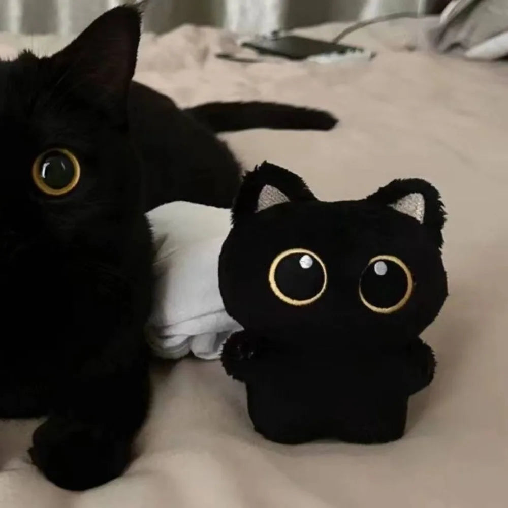 10cm Cute Black Cat Plush Toy Doll Small Pendant Cuddly Pillow Cushion Ins Black Cat Plush Toy Doll for Boy Girl Brithday Gifts
