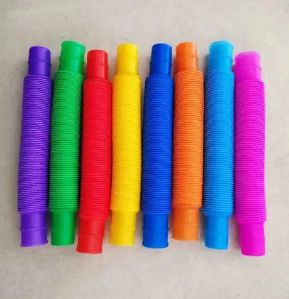 8 Pcs Colorful PopTelescopic Tube Stretching Corrugated Tube Children Adult Stress Relief Toy