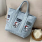 Snoopy Embroidered Canvas Tote Bag Japanese Style Cute Casual Handbag for Women Lunch Bag Office Work Commuting
