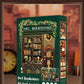 CUTEBEE DIY Book Nook Kit Miniature Dollhouse with Light Wooden Bookshelf Insert Retro Booknook Decor for Gifts Bookshop Series