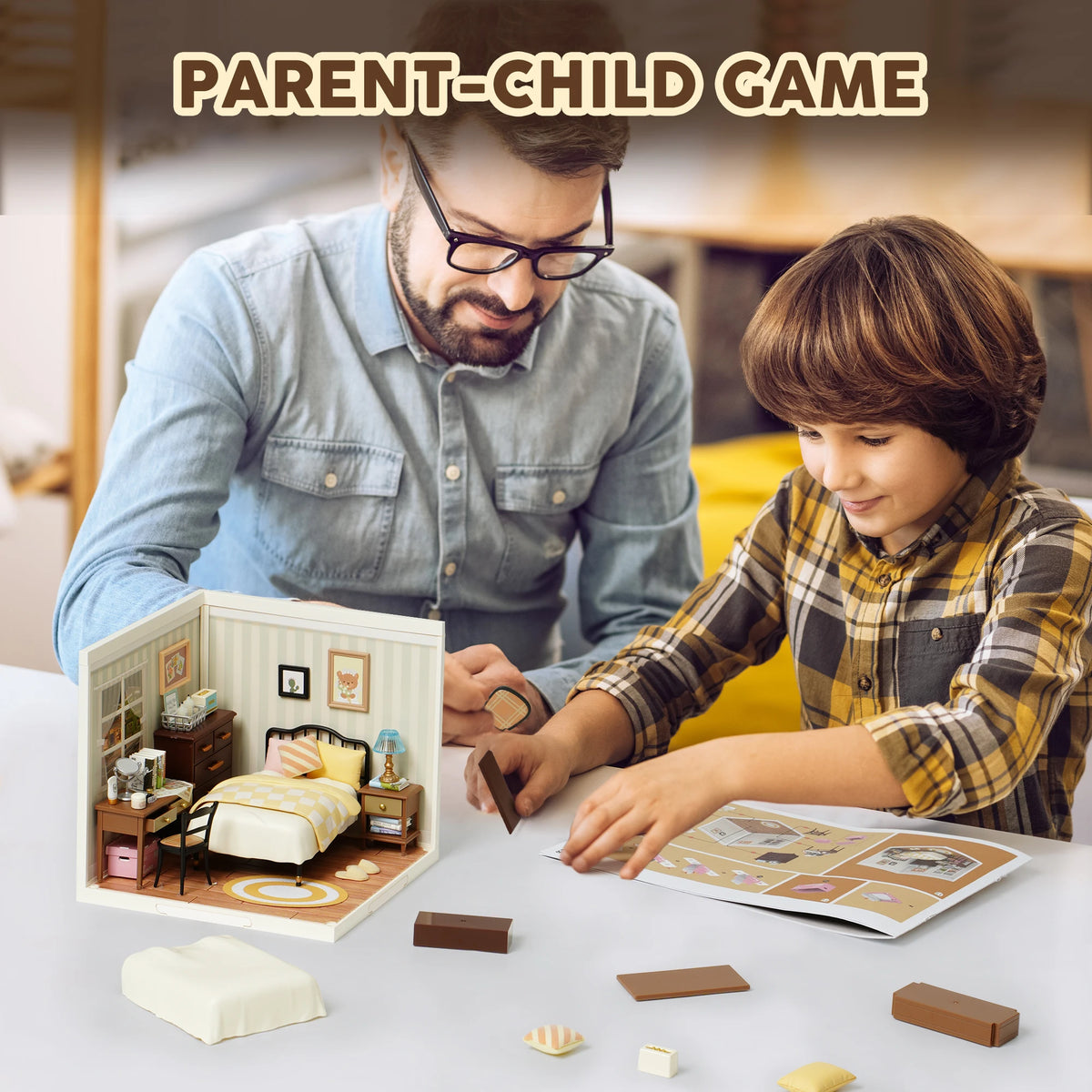 Rolife DIY Miniature House Kit Sweet Dream Bedroom Super Creator Dollhouse 3D Puzzle Model Building Kit with LED for Home Decor