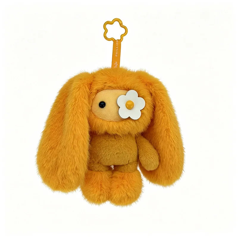 Cute Juju Rabbit Plush Keychain Flower Eye Bunny Stuffed Doll Kawaii Long Ears Animals Bag Pendant Car Keyring Toy Gift for Girl