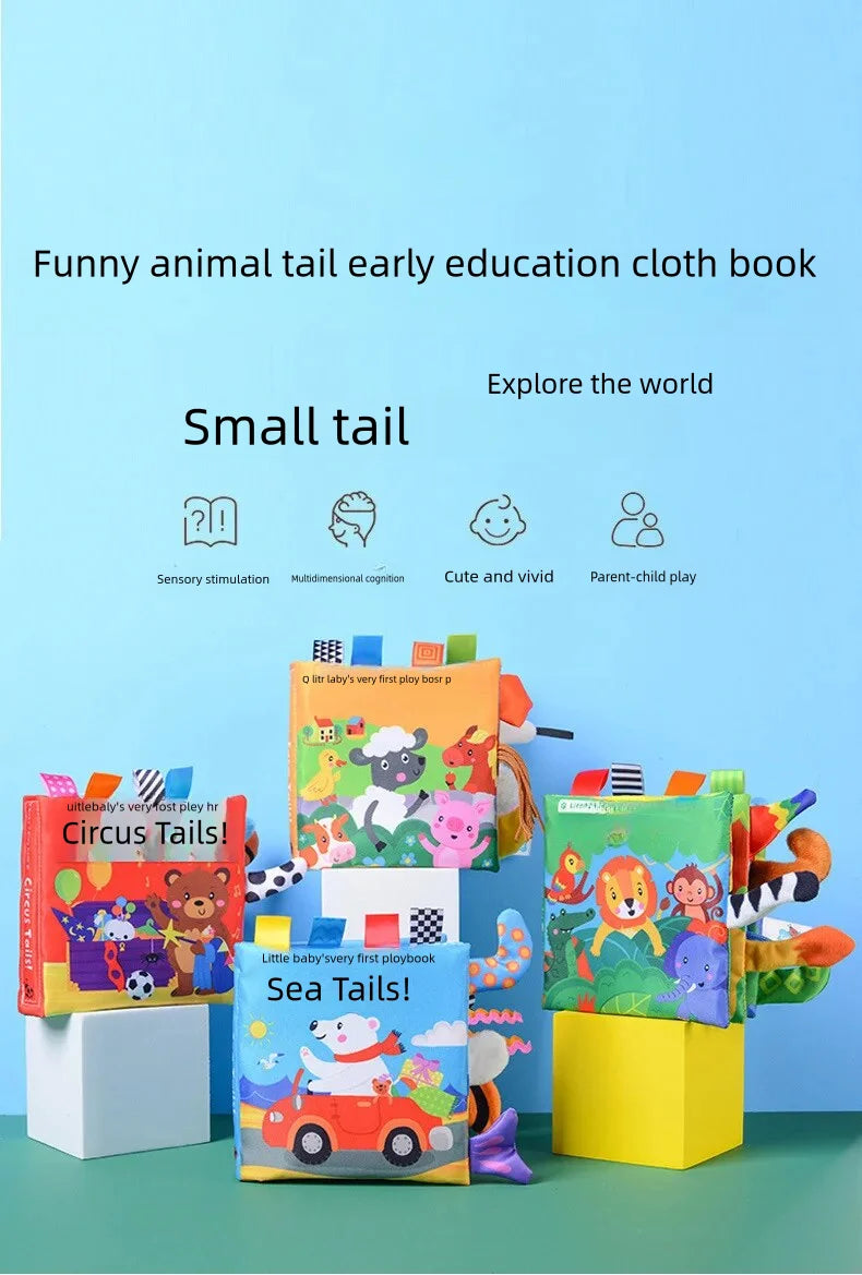 New 3D Visual Tail Cloth Book Baby Tear Resistant Biteable Cognitive Tool Interactive Parent-Child Fun Toddlers Enlighten Toys