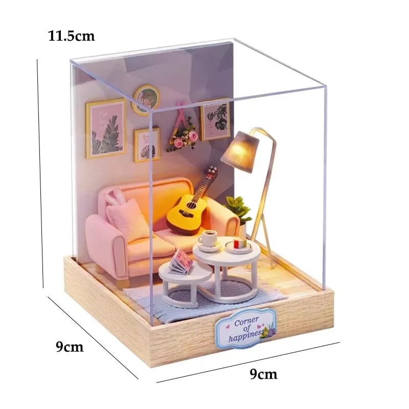 Doll House Kit Mini DIY Flower House Handmade 3D Puzzle Assembly Building Toys Home Bedroom Decoration With Furniture DollHouses