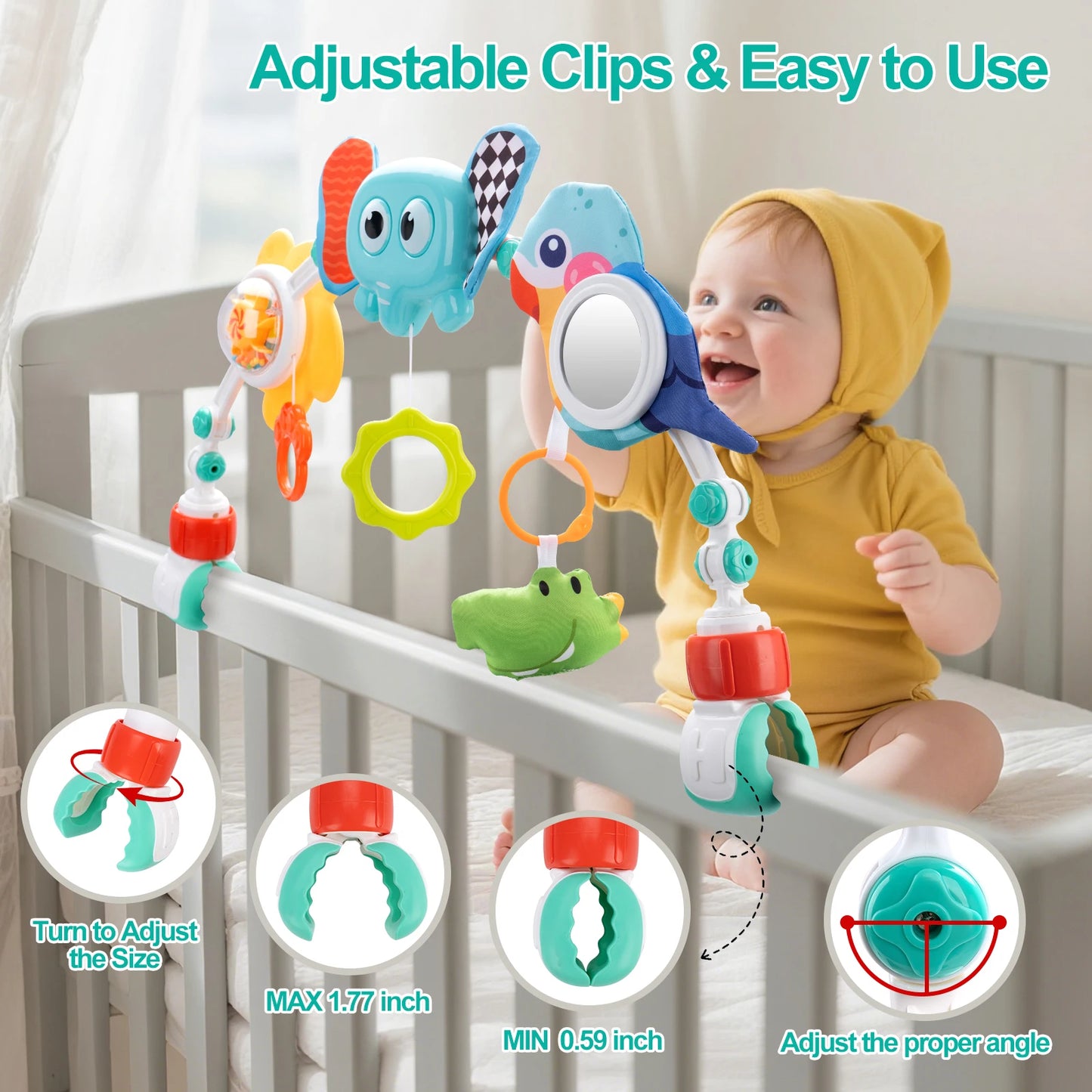 Baby Stroller Arch Toys Bouncer Toy Pram Activity Arch Toys Fine Motor Skills Toys Sensory Development Arch Baby Car Seat Toys