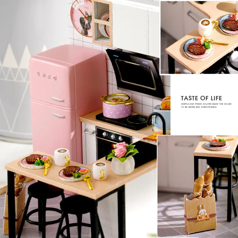 Mini Miniature Dollhouse DIY Small House Kit Making Room Toys Home Bedroom Decorations With Furniture Wooden Craft Doll Houses
