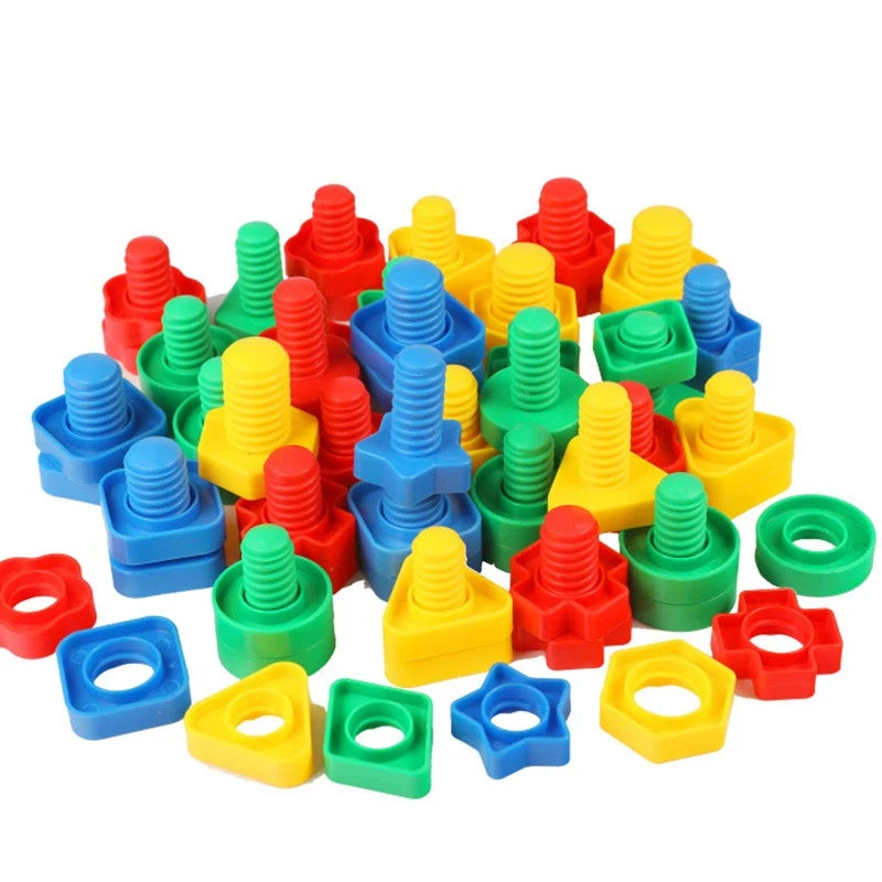 5 Set Screw Building Blocks Nut Shape Match Puzzle Toys For Gift Shape Color Recognize Educational Toys