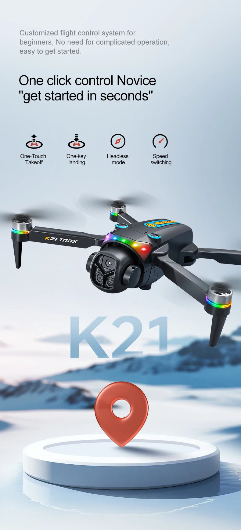 Folding Portable RC Drone Brushless Motor Screen Remote Control WiFi Low Latency Transmission Dual Camera 90° Wide Angle LED Rolling Light Outdoor Aerial Drone