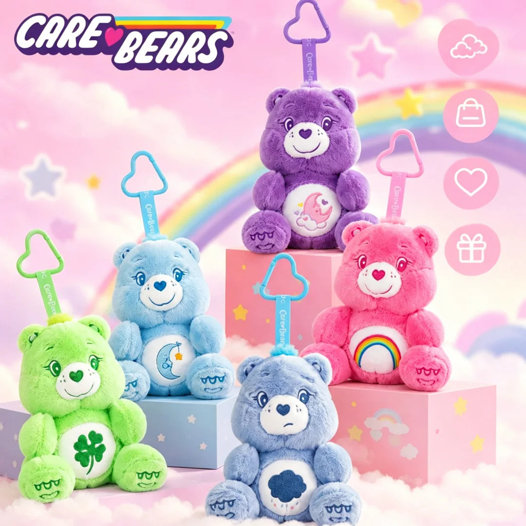 Care Bears Sitting Plush Keychain 12cm Cute Bag Pendant Kawaii Stuffed Toy Car Charm Squishy Soft Doll Decor Ideal Holiday Gift