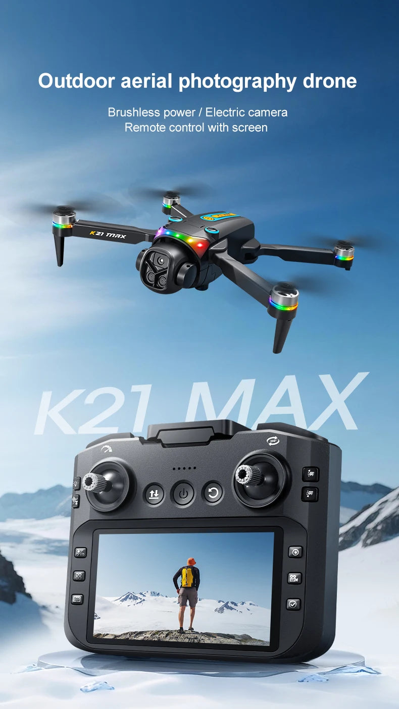 Folding Portable RC Drone Brushless Motor Screen Remote Control WiFi Low Latency Transmission Dual Camera 90° Wide Angle LED Rolling Light Outdoor Aerial Drone