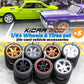1/64 Wheels with Fixed Black Rubber Tires Six Spoke for Toy Model Diecast Cars Refitting Parts for MINIGT (5 Sets for 5 Cars)