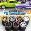 1/64 Wheels with Fixed Black Rubber Tires Six Spoke for Toy Model Diecast Cars Refitting Parts for MINIGT (5 Sets for 5 Cars)