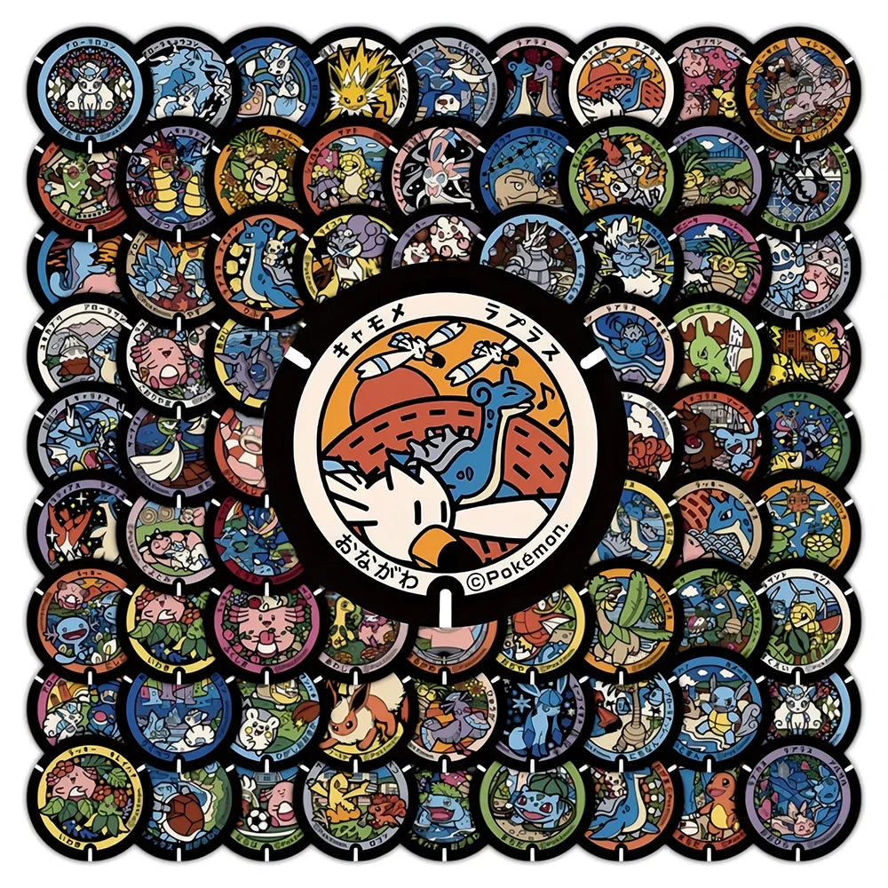 50/108Pcs Kawaii Pokemon Stickers Cute Pikachu Eevee Cartoon Decals for Laptop Phone Scrapbook Waterproof Kids Toy