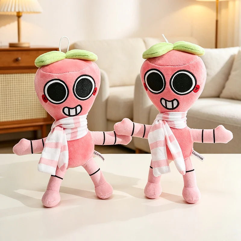 Adorable Dandy World Game Character Plush Clock Pumpkin Strawberry Transform Image Stuffed Doll Home Decro
