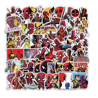 50PCS The Avengers Deadpool Stickers Anime Decals DIY Notebook Phone Laptop Skateboard Bike Decoration Waterproof Men Women Toy