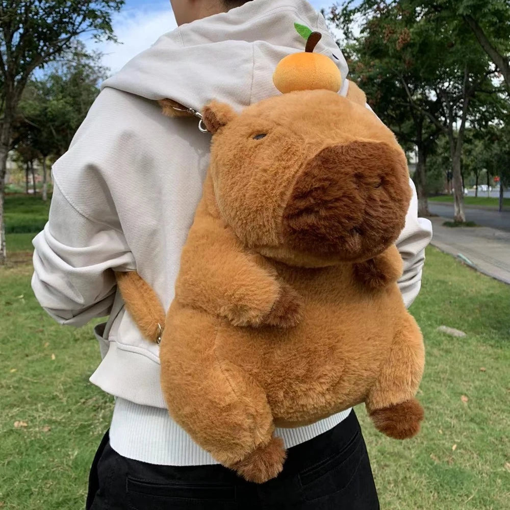 Capybara Plush Backpack Kawaii Fashion Plushie Doll Fur Pendant Children's Shoulder Bag Mini Knapsack Bags Gifts For Girlfriend
