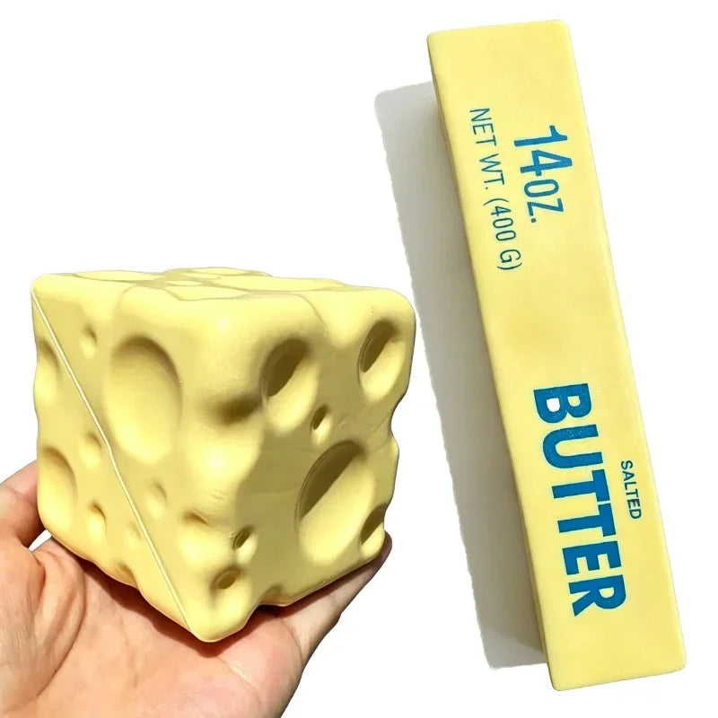 Squishy Simulation Big Butter Stick Fidget Toys Elastic Cube Cheese Stick Funny Squeeze Prank Toy Stress Anxiety Relief Game
