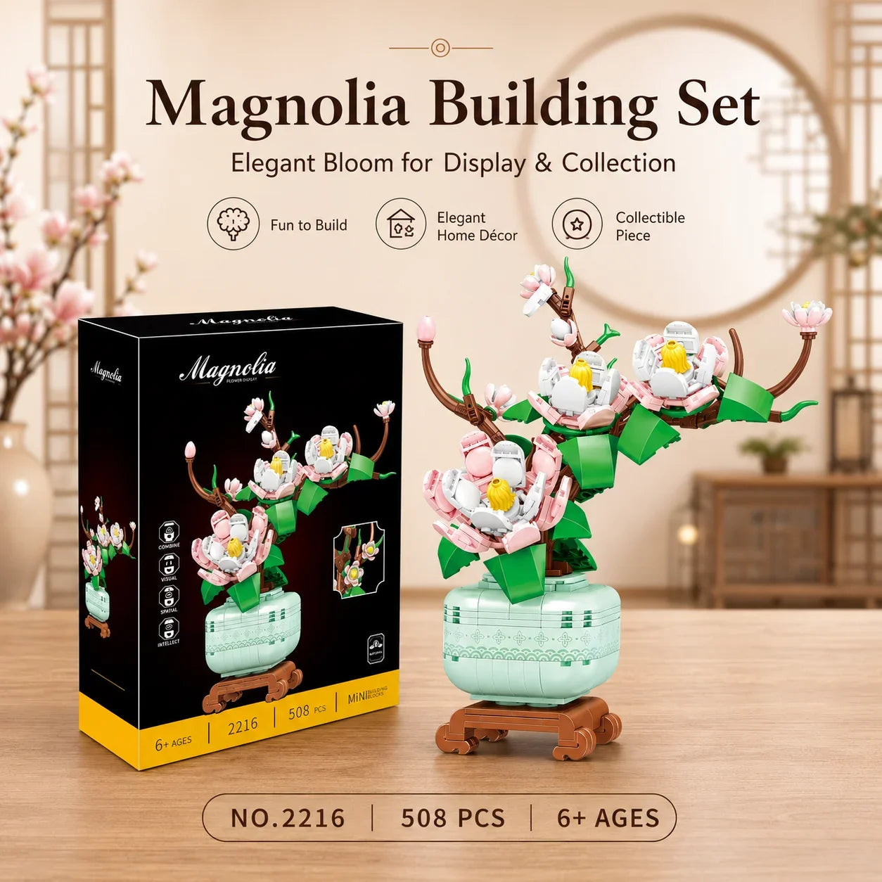 Orchid Building Blocks Flowers Bouquet Bonsai Plant Model Ornament Exquisite DIY Home Decorations Valentines Adult Child's Gifts