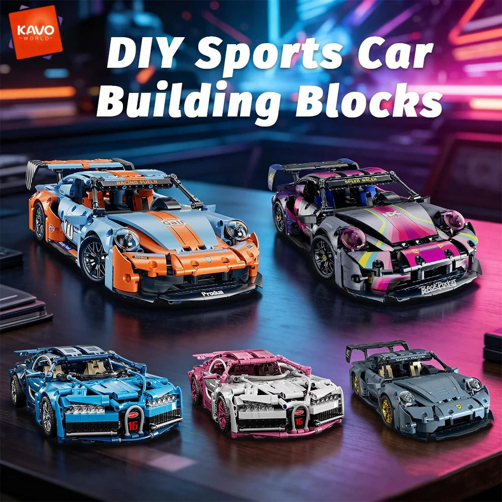 KAVOWORLD 1:14 Scale Supercar Building Blocks Set MOC Sports Vehicle Car Model Kit Racing Car Toys for Teens Boys Birthday Gifts