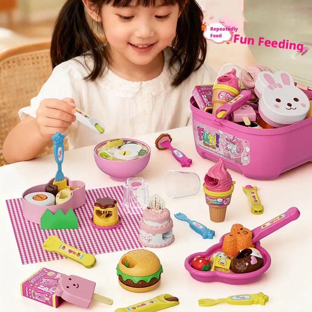 New 8PCS/Set Simulation Food Feeding Toys with Storage Box - Sweet Rice Ball Pudding Feeding Toy Kids Role Play Early Education