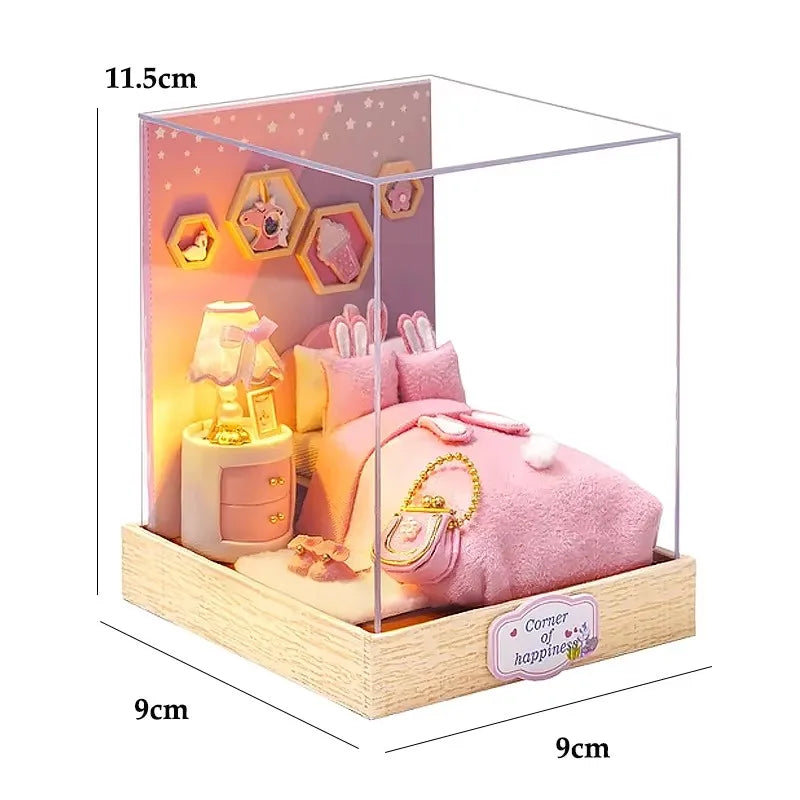 Doll House Kit Mini DIY Flower House Handmade 3D Puzzle Assembly Building Toys Home Bedroom Decoration With Furniture DollHouses