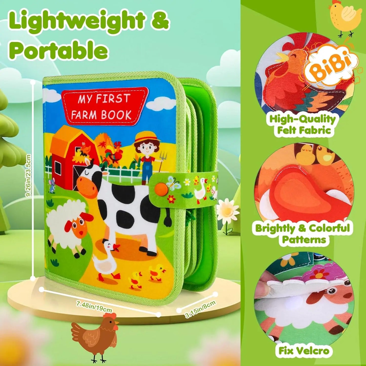 Busy Book for Toddlers, Montessori Toys for Boy Girl, Farm Animal Busy Board Educational Learning Quiet Toddler