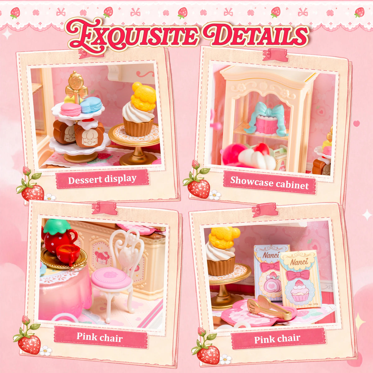 Rolife DIY Dollhouse 3D Puzzle Model Building Kit Nanci Strawberry Teatime Super Creator DIY Craft Kit with LED Light for Home Decor Holiday Gift for Adults Teens