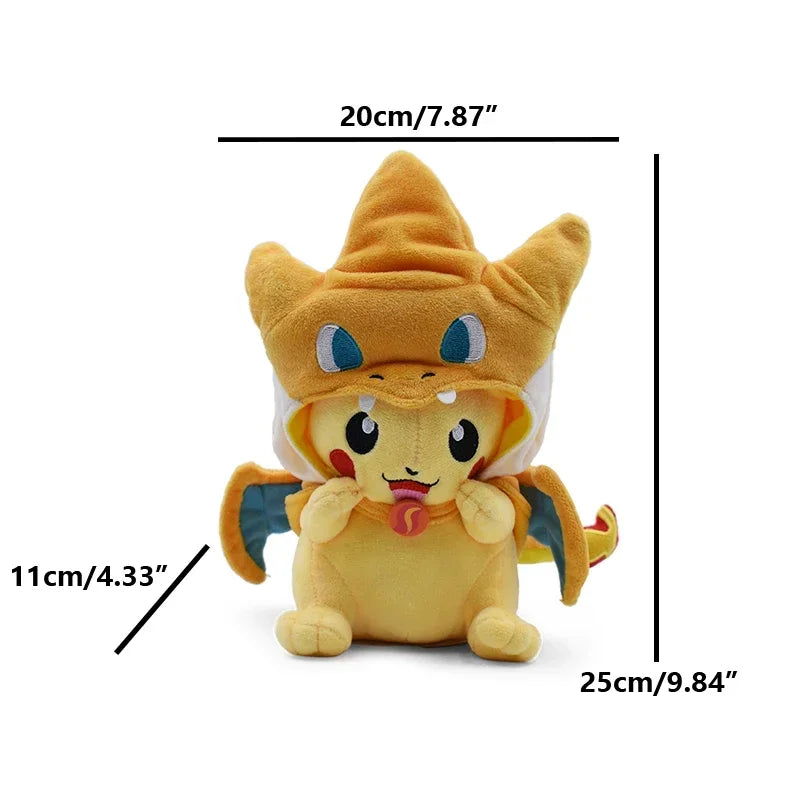 Eevee Pikachu Cosplay Plush Toys Charizard Peluche Lucario Pikach Stuffed Animal Doll Plushies Cute Cartoon Gift Cartoon Dolls