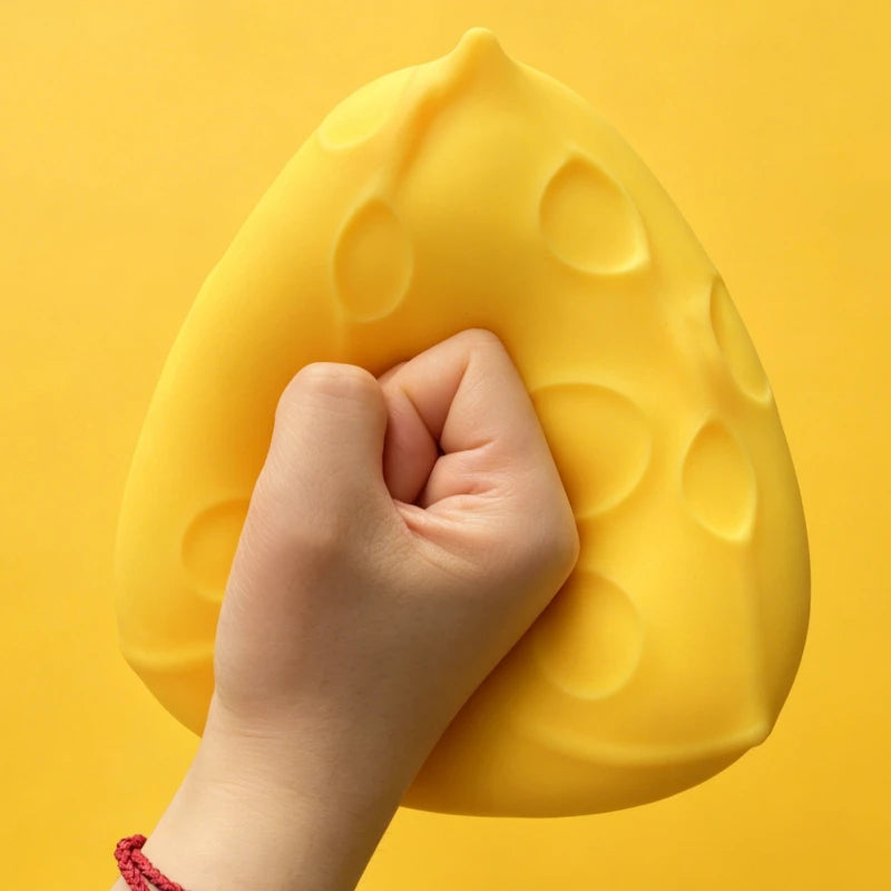 Jumbo Triangular Cheese Stress Ball Squishy Toy Stretchable Cheese Squeeze Ball Fidget Toy ASMR Sensory Anti-Stress X-mas Gift