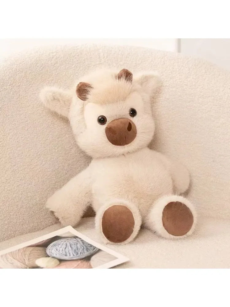 Adorable Highland Cattle Plush Toy 45cm - Huggable Running Cow Stuffed Animal Made with Premium Soft Fabric, Soothing Companion