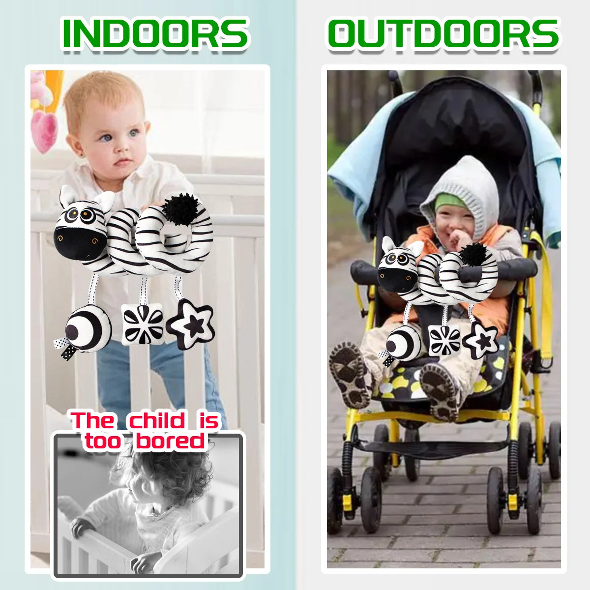 Spiral Car Seat Baby Toys, Infant Carseat High Contrast Sensory Toys Hanging Stroller Accessories, Newborn Shower Gifts for Baby