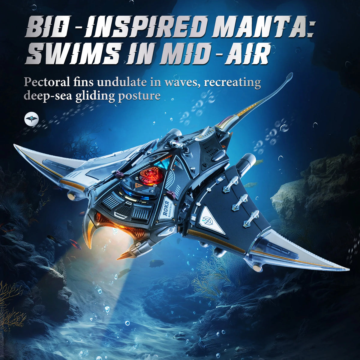 ROKR Mechanical Manta Ray 3D Metal Puzzle - Dynamic Bionic Model, Adult Assembly Model MI06