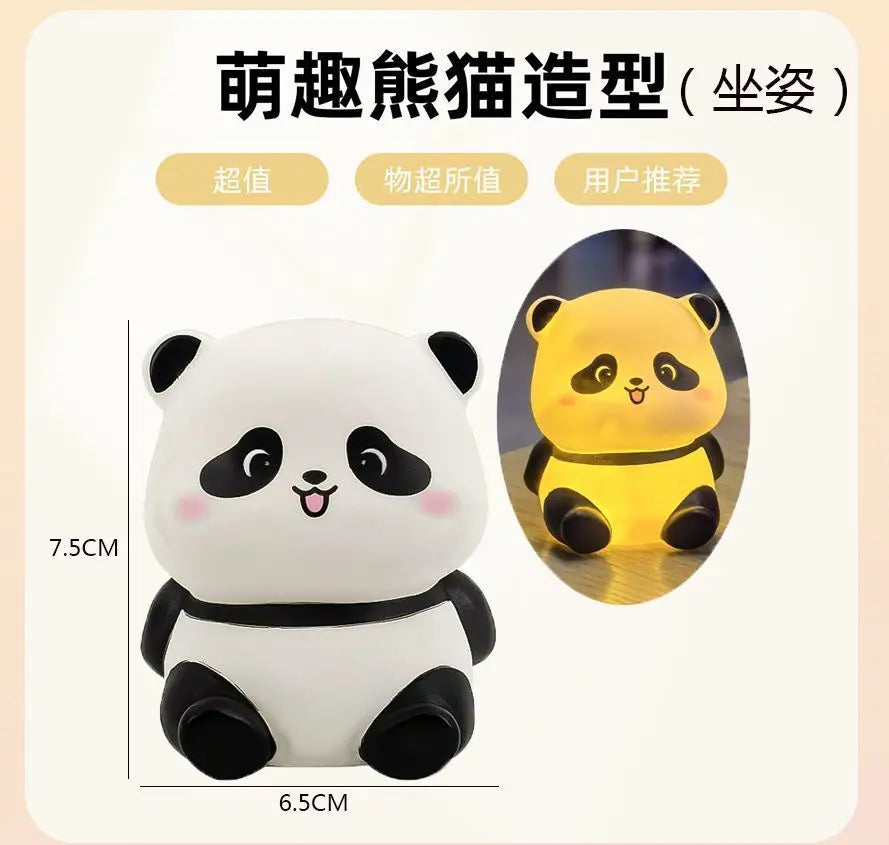 Panda Tap Night Light Soft Ambient Bedroom Lamp Sitting Prone Ornament Eye Friendly Sleep Aid Kawaii Decoration Holiday Gift