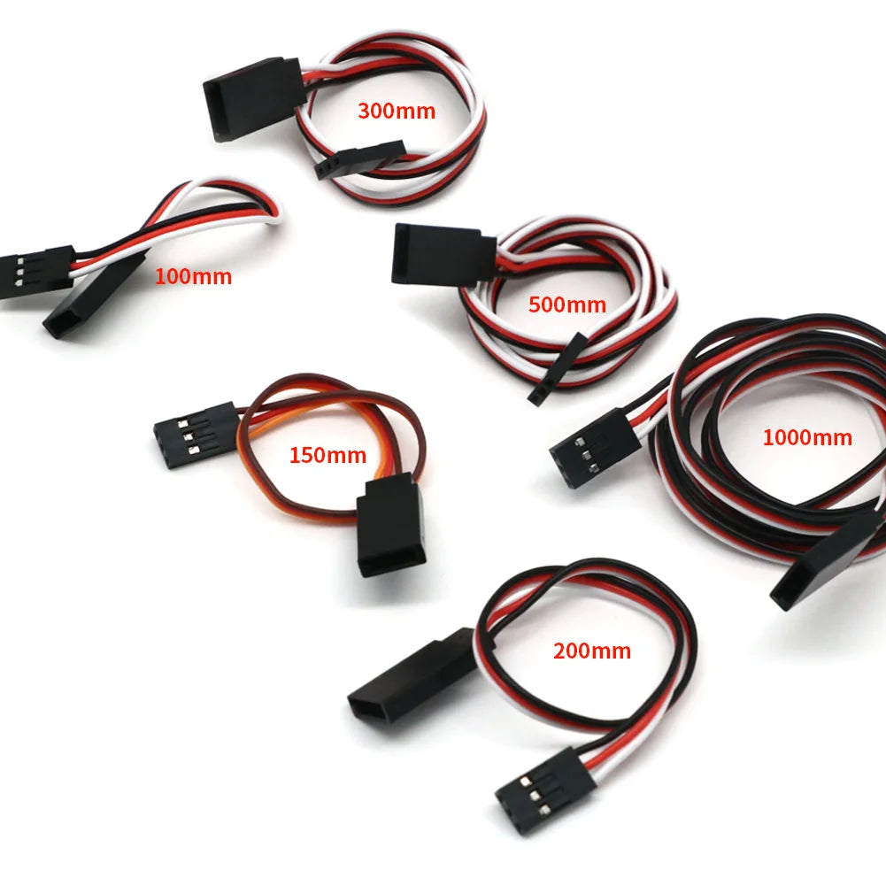 10pcs 100mm/150mm/200mm/300mm/500mm RC Servo Extension Cord Cable Wire Lead JR For Rc Helicopter Rc Drone