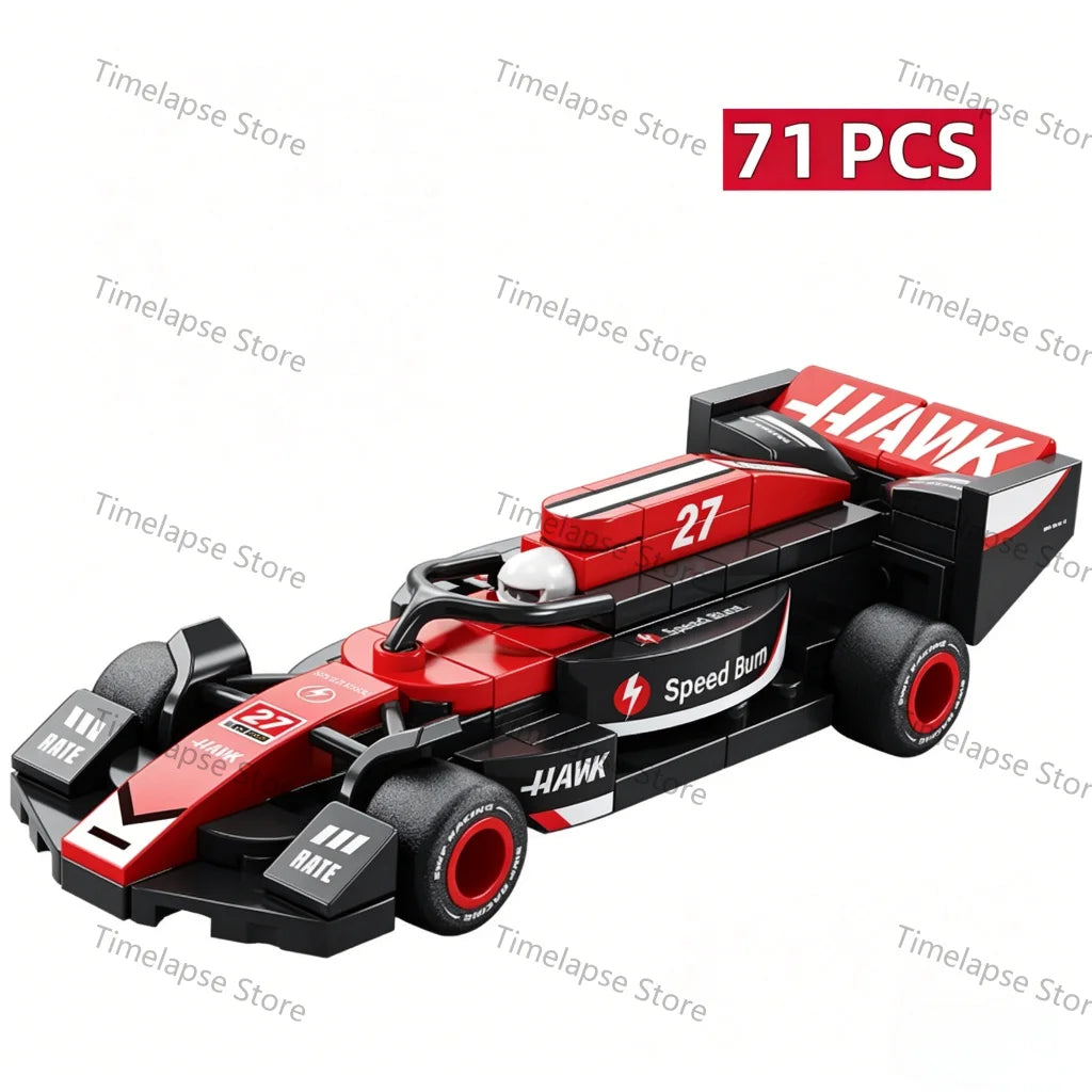 NEW DIY Four Grid Formula Racers Racing Car Pull Back Speed Vehicle Building Blocks Kit Boys Bricks Movie Model  Toy City Ideas