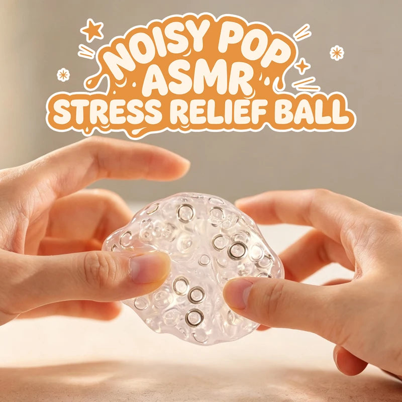 ASMR Crunch Squishy Ball Clear Ice Bead Squeeze Fidget Toy Super Soft Mochi Sensory Stress Relief Squeezing Ball Anti‑Stress Toy