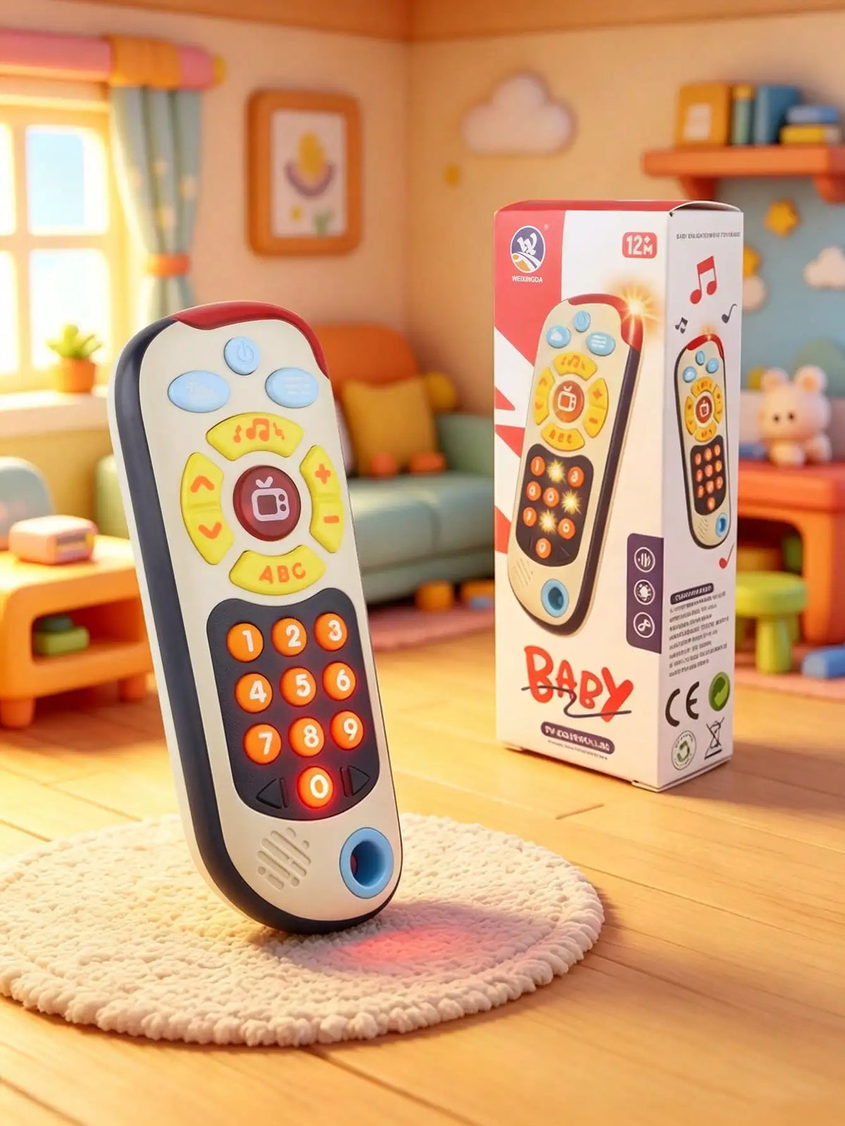 1Pcs Baby Tv Remote Control Toy with Light & Musical Sound, Multifunctional Early Educational Number Learning Pretend Play Toy