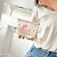 Hello Kitty Cartoon Peripheral Women's Makeup Storage Bag, Cute Hello Kitty Storage Bag with White Mesh and Pink Embroidery