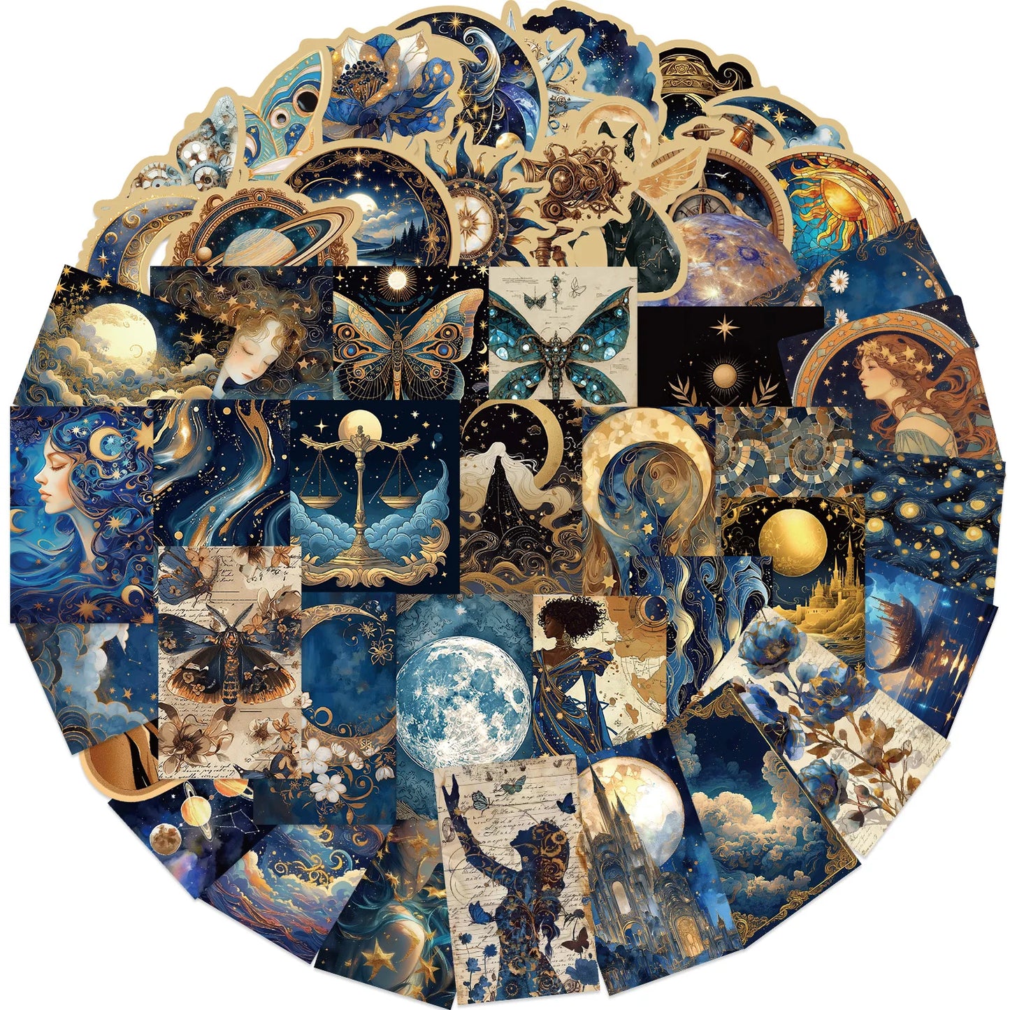 50pcs Retro Astronomy Universe Planets Stickers for Suitcase Phone Notebook Galaxy Moon Astrology Aesthetic Decals Sticker