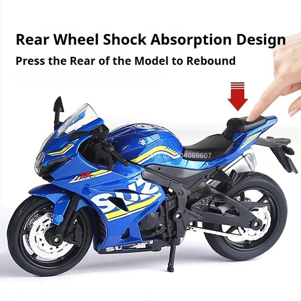 1:18 Hayabusa R1 GSX1000R CBR1000RR Miniature Motorcycle Toy Models Alloy Diecast Shock Absorption Front Wheel Steering Gifts