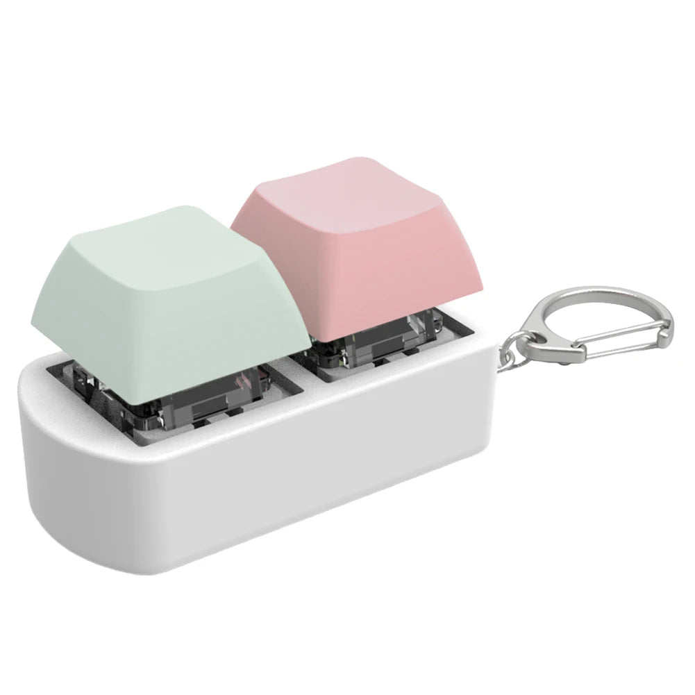 Keyboard Fidget Keychain 4 Keys Finger Keyboard Decompression Toys Press Button Keycap Fidget Stress Relief Keyboard Clicker Toy