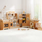 Robud Kids Wooden Play Kitchen All in One Corner Set Includes Oven Refrigerator Washer Perfect Birthday Gift for Little Chefs