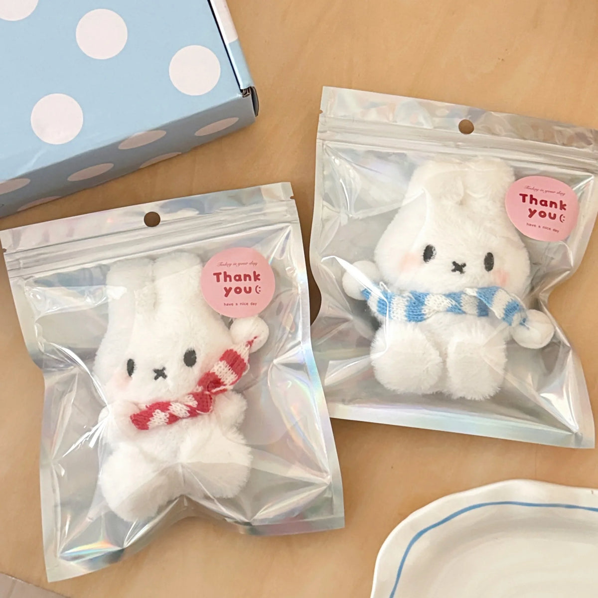 1/4 Pcs Cute Cartoon Scarf Miffy Rabbit Doll Pendant Plush Toy Miffy Toy Merchandise