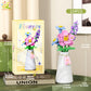 HUIQIBAO MOC Eternal Flower Bouquet with pot Micro Building Block Sunflower Rose Mini Model Brick Toy home Desk Decoration