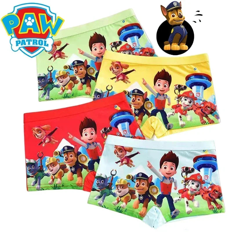4PCS New Paw Patrol Chase Kids Boy Boxer Underwear Cute Cartoon Children Shorts Panties Boxers Cotton Underwear 2XL Panties Gift