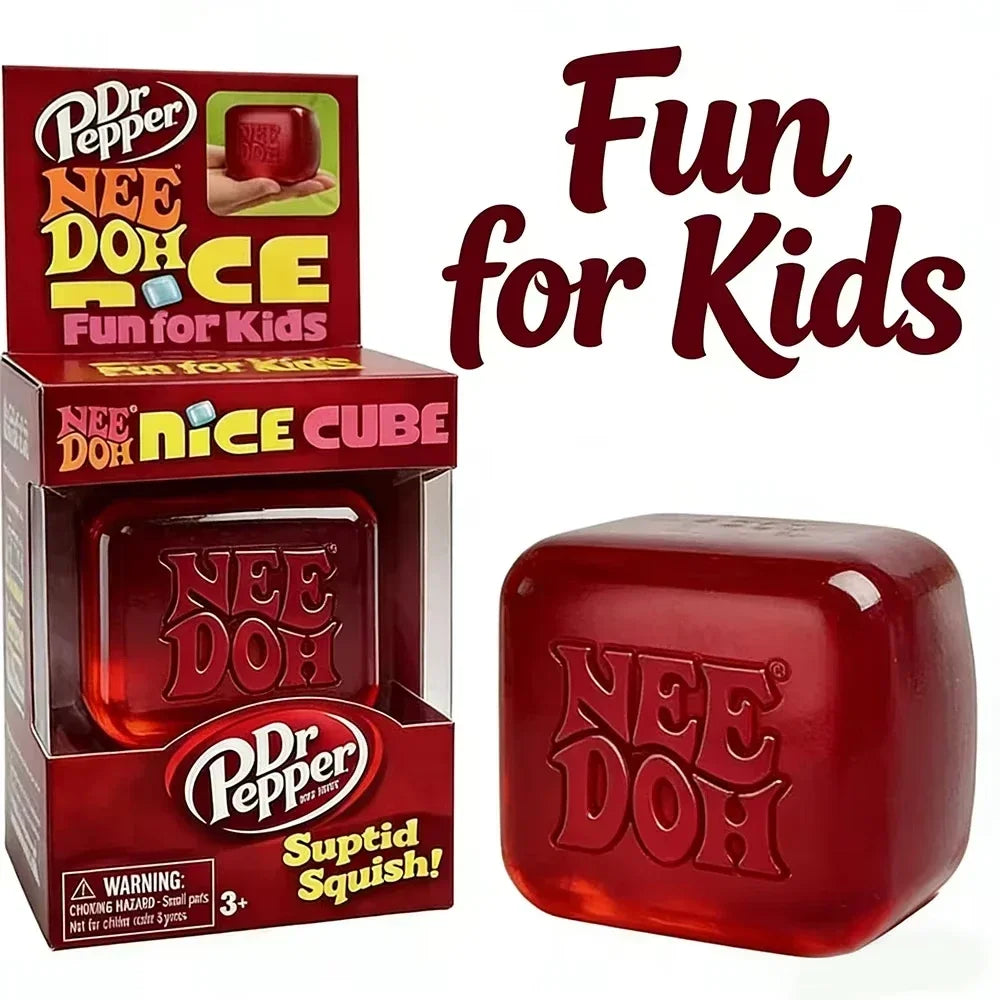 Dr Pepper x Nee Doh Nice Cube Squishy Soft Sensory Fidget Toy Stress Relief Anxiety Relief for Adults Kids ADHD Autism