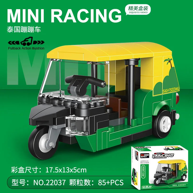 Racing Car Bus Engineering Vehicle Ambulance Pull Back Model Building Blocks Brick Toys Children Boys Birthday Gift Brick
