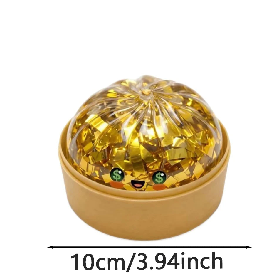 1/2pcs Cute Golden Steamed Bun Squishy Fidget Toy, Sparkly Gold Flakes, Soft  Squeezable Anti-Anxiety Sensory Toy, Stress Relief
