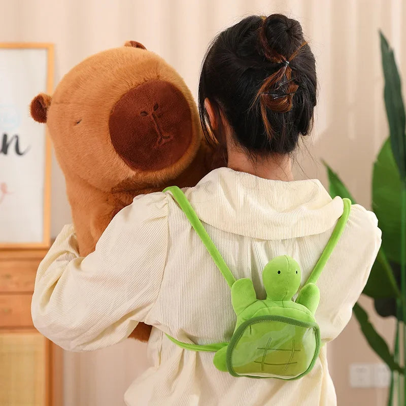 Cute Capybara Plush Toy Stuffed Animals Capibara with Turtle Backpack Kapibala Soft Doll Toys Birthday Christmas Gift